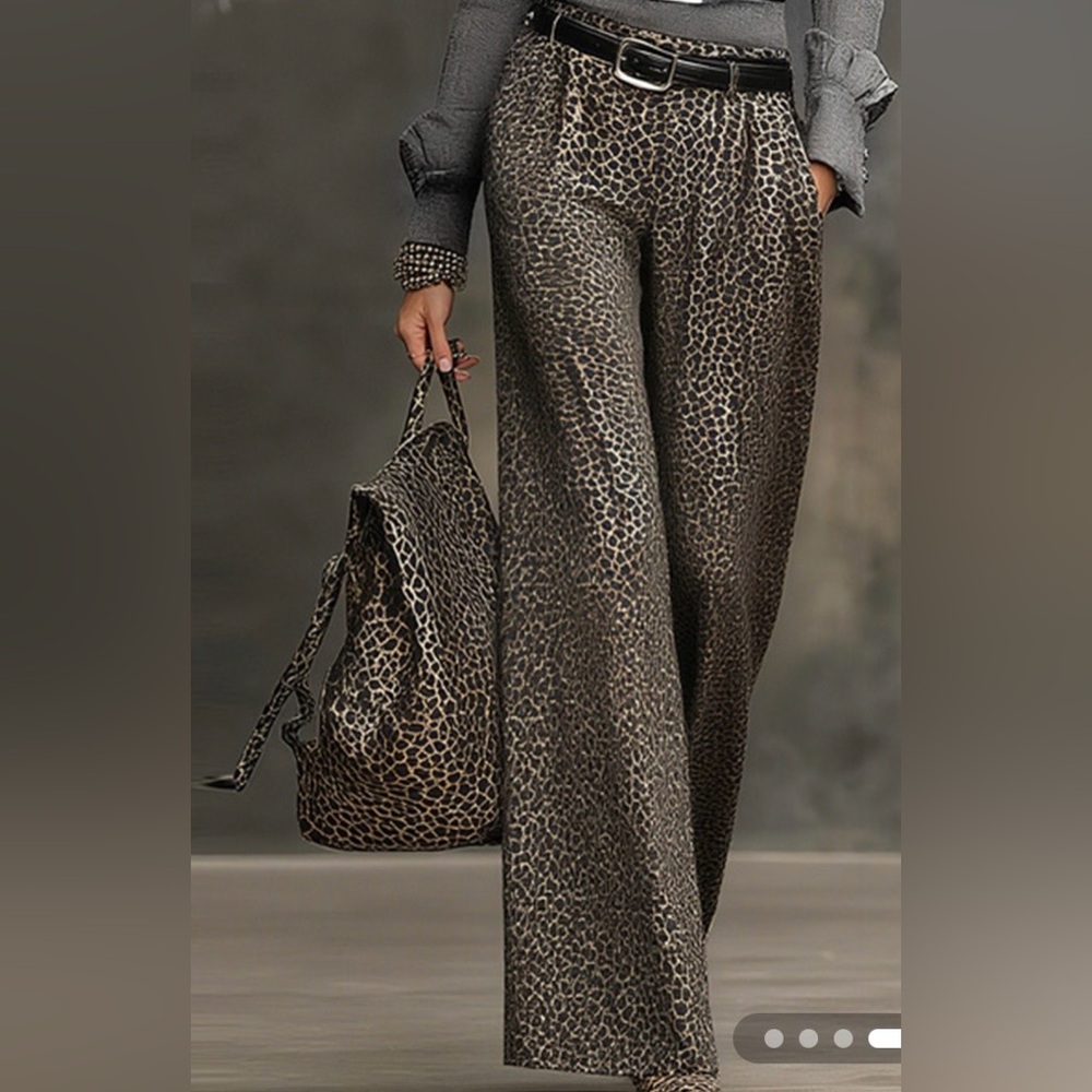 STYLEWE Leopard Pattern Wide-Leg Pants